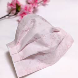 ❀桜の透かし入り❀ほんのり桜色プリーツマスク（大きめ） 2枚目の画像