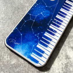 宇宙とピアノのiphoneケース（強化ガラス） ピアノ 宇宙 スマホケース 音楽 iphone14 iphone15 3枚目の画像