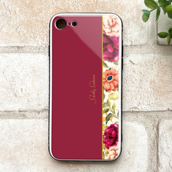 秋バラとコスモスのスマホケース  強化ガラス iphone13 iphone15 バラ コスモス iphone14 1枚目の画像