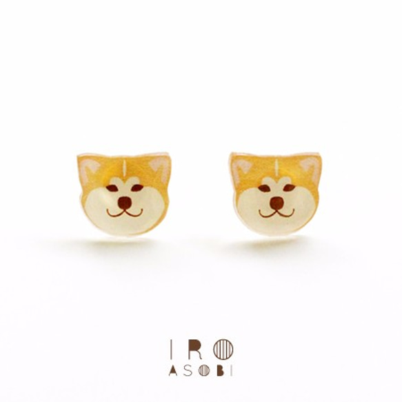 【セット販売】秋田犬のブローチ＆ピアス（イヤリング変更可）セット 3枚目の画像