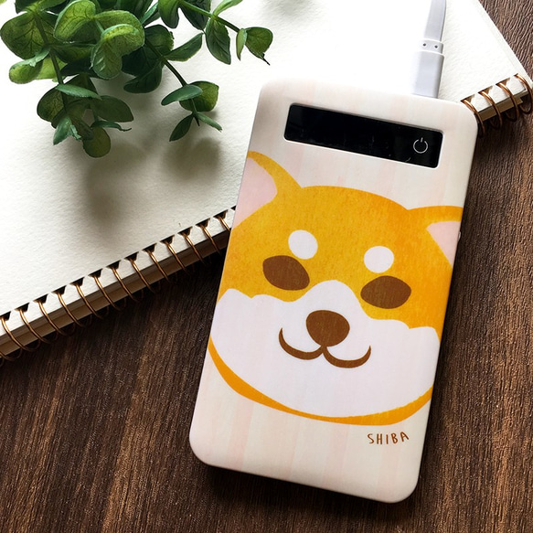 まんまる赤柴のモバイルバッテリー 柴犬 犬 バッテリー 充電器 1枚目の画像