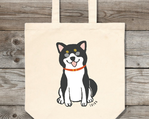 もふもふ黒柴のトートバッグ 柴犬 犬 エコバッグ 黒柴 エコ