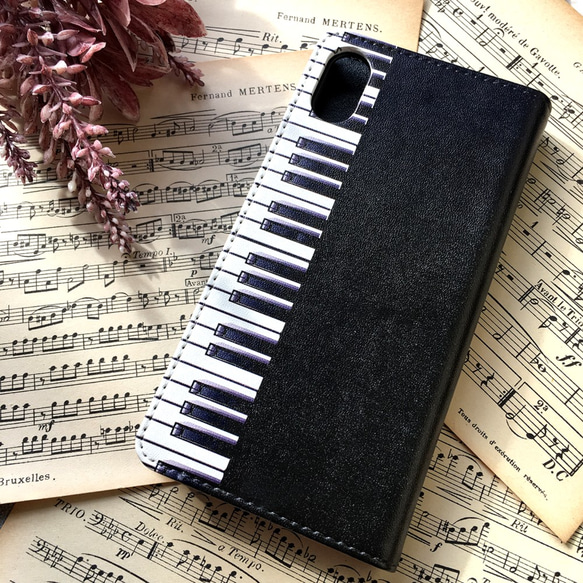 ピアノの手帳型スマホケース iphone13 iphone14 iphone15 全機種対応 ピアノ 音楽 スマホケース 2枚目の画像