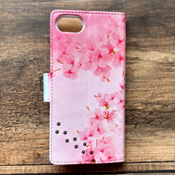 猫と和桜の手帳型スマホケース 全機種対応 スマホケース iphone14 iphone15 猫 桜 4枚目の画像