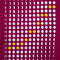 型染め（注染）手ぬぐい　カレンダー　月暦　365日のお月さま　2022年版　2022年のお月さま　エンジ 1枚目の画像