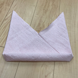 あずま袋(お弁当サイズ)ピンクヒッコリー/ストライプ柄 2枚目の画像
