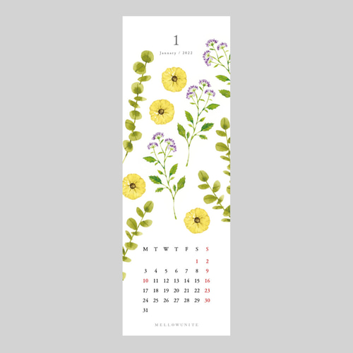 水彩画植物のカレンダー（2022年版）紙ものおまけつき！ カレンダー