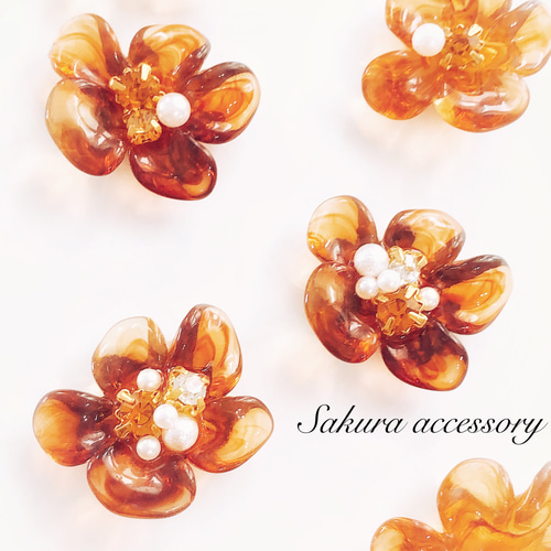 べっ甲フラワー ピアス イヤリング ピアス（その他） Sakura accessory 