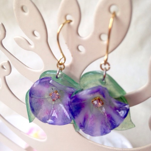 夏の花 朝顔ピアス（ブルーパープル） ピアス（フック・チェーン