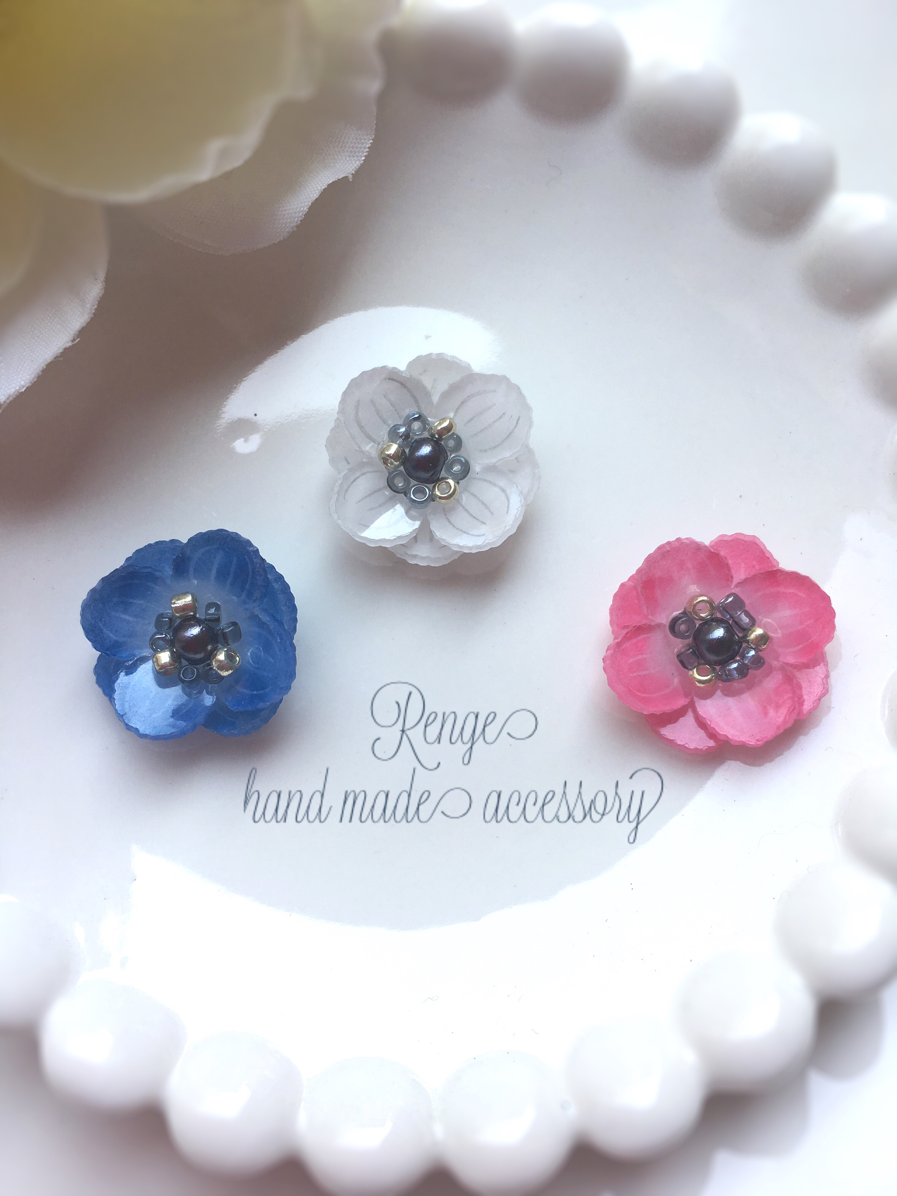 ブルーオパール 花の王様ピアス （パンジーのピアス（イヤリング 