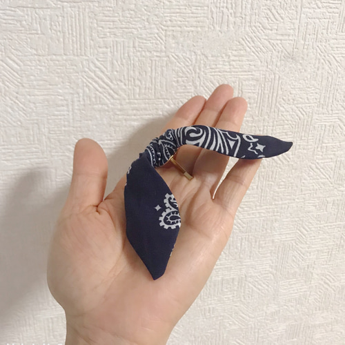 バンダナのポニーフック/スカーフ柄 リボン ヘアクリップ ヘアカフ