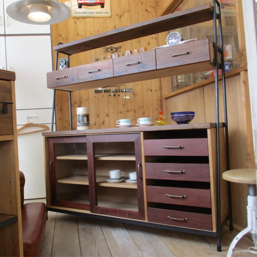 MIZUYAシェルフ/古材とアイアン!アンティークスタイルなレンジボード