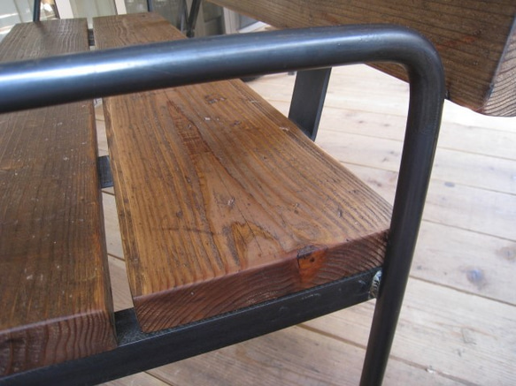 ⑫VINTAGE SUGI-BENCH★古材とアイアンのベンチ（インダストリアル/カフェ椅子/ビンテージ） 5枚目の画像