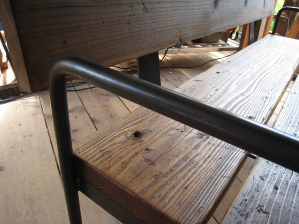 ⑫VINTAGE SUGI-BENCH★古材とアイアンのベンチ（インダストリアル/カフェ椅子/ビンテージ） 6枚目の画像