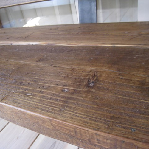 ⑫VINTAGE SUGI-BENCH☆古材とアイアンのベンチ（インダストリアル