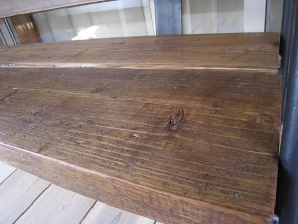 ⑫VINTAGE SUGI-BENCH★古材とアイアンのベンチ（インダストリアル/カフェ椅子/ビンテージ） 7枚目の画像