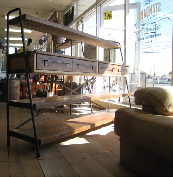 WIDE! WIDE! SHELF 170　古材×アイアンの家具 /シェルフ/ラック/食器棚/ WIDE