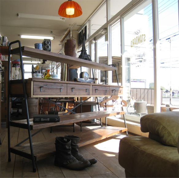 WIDE! WIDE! SHELF 170　古材×アイアンの家具 /シェルフ/ラック/食器棚/ WIDE