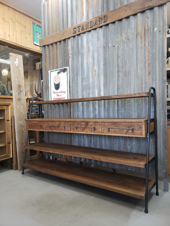 WIDE! WIDE! SHELF 170　古材×アイアンの家具 /シェルフ/ラック/食器棚/ WIDE