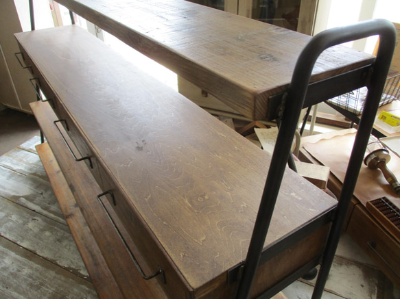 WIDE! WIDE! SHELF 170　古材×アイアンの家具 /シェルフ/ラック/食器棚/ WIDE