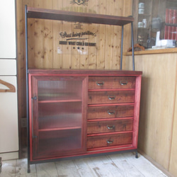 引取可能】アンティーク風ラダー本棚 マガジンラック 幅80cm LO/LO