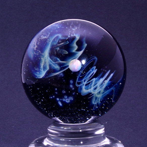 Galaxy☆。：* 37毫米耐熱玻璃大理石物體，帶展示架 第2張的照片