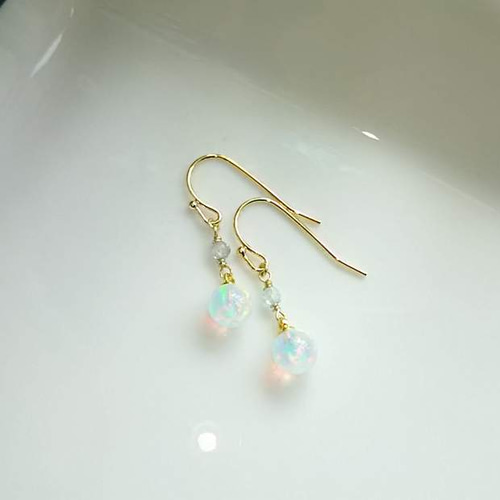 京都オパール＊朧月クリスタルタイプ＊ピアス{yukky.} ピアス