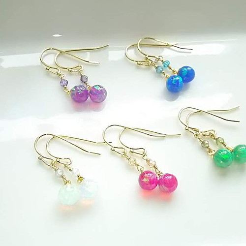京都オパール＊朧月クリスタルタイプ＊ピアス{yukky.} ピアス