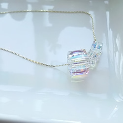 【再販】スワロフスキー＊crystalキューブ*ロングネックレス{yukky.} 4枚目の画像