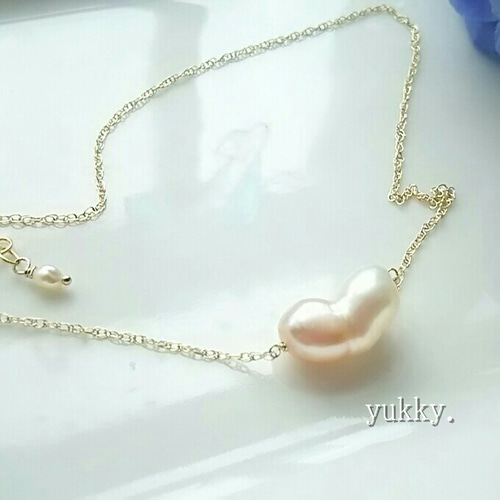 淡水真珠バロック＊双子ちゃん＊ハート(white×pink)14kgf