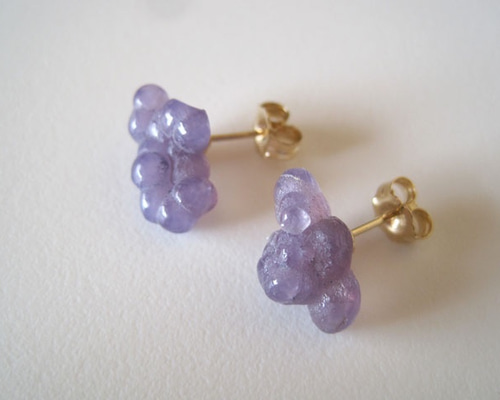 正規店仕入れの グレープカルセドニーのピアス /polish/Indonesia14KGF ピアス アクセサリー