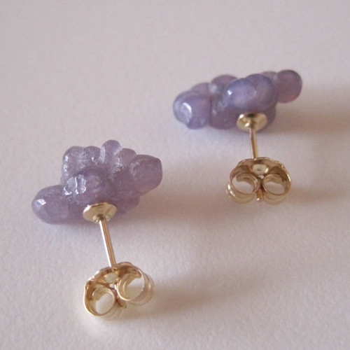 グレープカルセドニーのピアス /polish/Indonesia14KGF ピアス