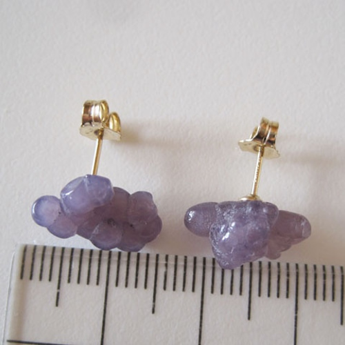 グレープカルセドニーのピアス /polish/Indonesia14KGF ピアス