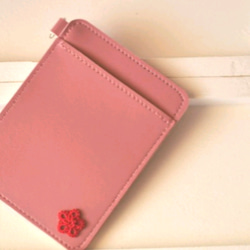 赤ピンクのパスケース(タティングレース赤梅) 5枚目の画像