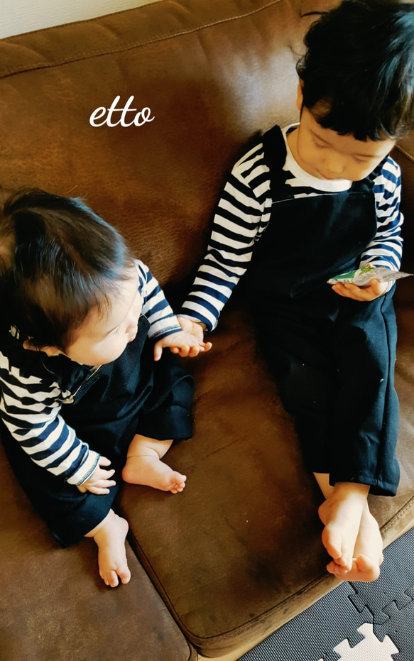 80～90黒のサルエルサロペット ベビー服 etto 通販 5253590｜Creema  