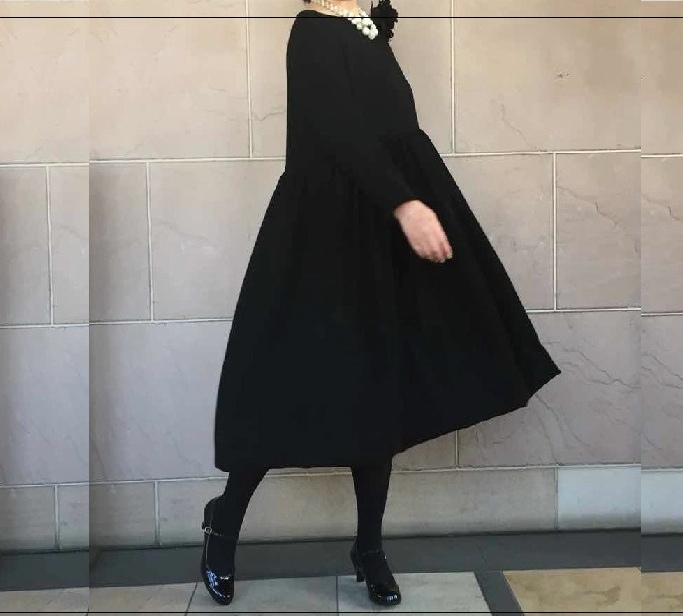 ダークブラック　お出かけワンピコサージュ付　受注製作 10,395円