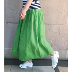 リネン　ヨークスカート　アップルグリーン 1枚目の画像