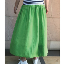 リネン　ヨークスカート　アップルグリーン 5枚目の画像