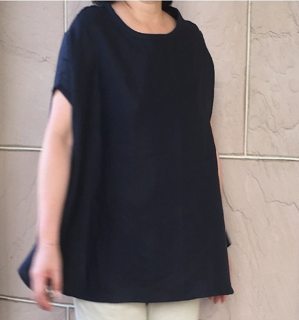 再販 リネン　スクエアトップス　ネイビー 受注製作 4,212円