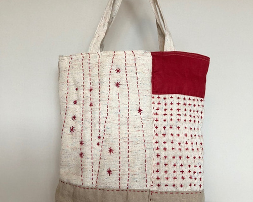 数量限定ハンドメイド2019』キバタ・麻 パッチワーク刺し子