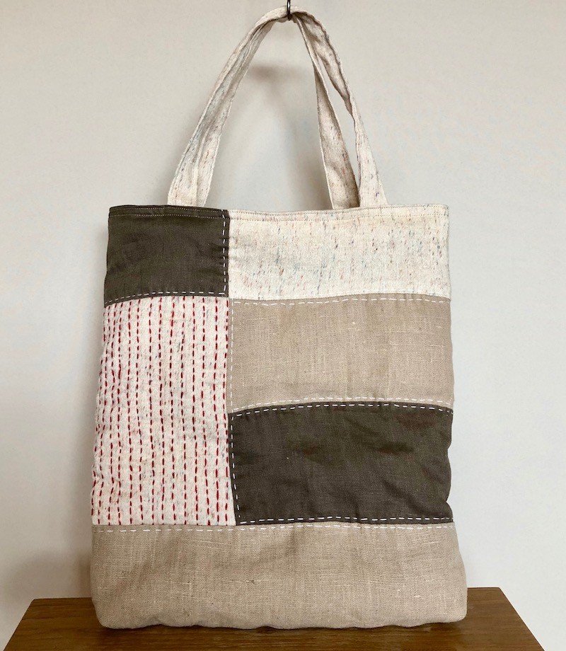 数量限定ハンドメイド2019』キバタ・麻 パッチワーク刺し子かばん