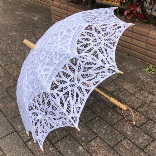 再々販 バテンレース 日傘 しろ 受注製作 傘・日傘 9210 通販 7173845