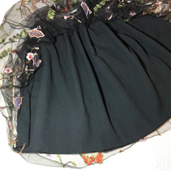 刺しゅうチュール　ギャザースカート　受注製作　黒 5枚目の画像