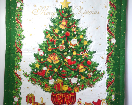 クリスマスツリー キルト 約４３cm x ４３cm m 0_1f90af5148db25e4a0ca497eb222