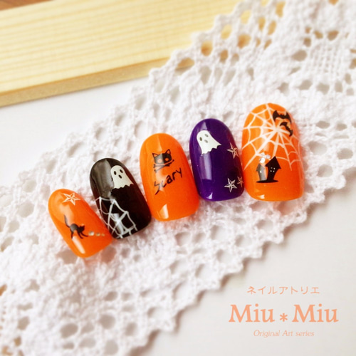 ネイルチップ つけ爪 ハロウィンネイル 80c8945528d3ecb8bfb5a487a9a2d6
