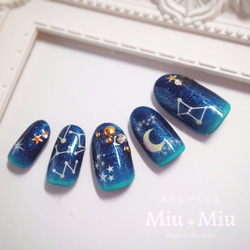■ギャラクシー■夜空 星座ネイル 天体ネイル 月 星 幻想的でロマンチック☆美しさが自慢の夜空＆ギャラクシーネイル