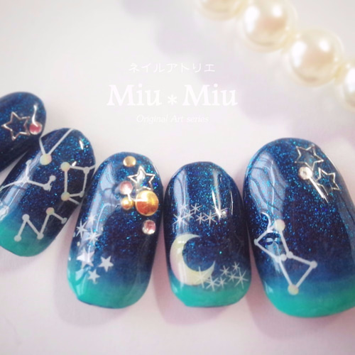 夜空 星空と月のネイル ネイルチップ（つけ爪） Miu＊ 通販