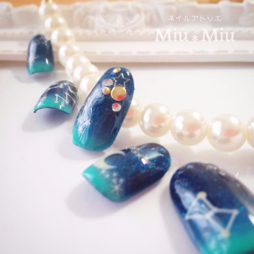 夜空 星空と月のネイル ネイルチップ（つけ爪） Miu＊ 通販 2932335
