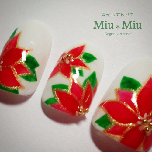ポインセチアのネイル ネイルチップ（つけ爪） Miu＊ 通販 3091833