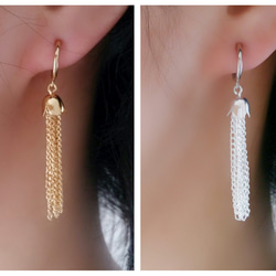 チェーンタッセルのフープイヤリング／ピアス イヤリング